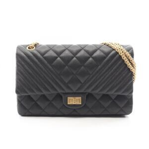 Chanel 2.55 Matelassé V-stitch Double Flap Shoulder Bag/Handbag, Caviar Leath...